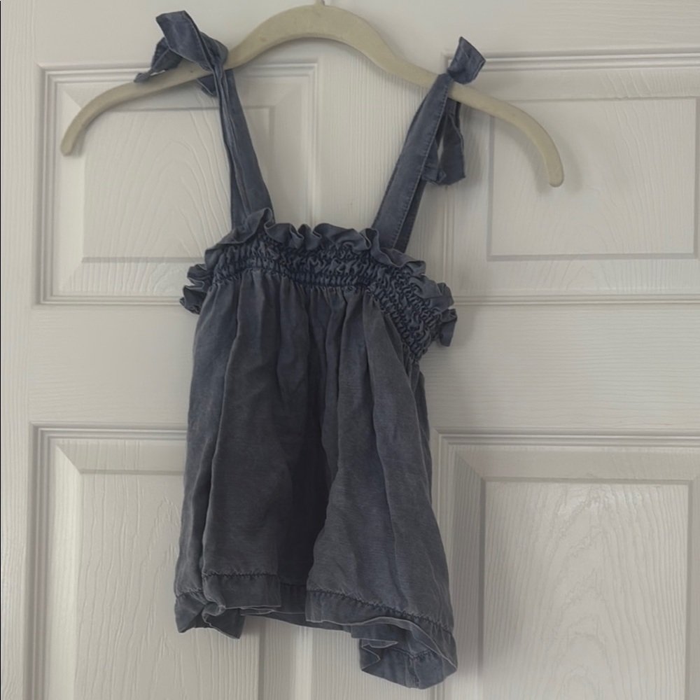 Cloth & Stone Blue Ruffle Strap Top